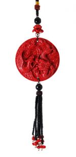 Colored Coral Dragon Fung Charm