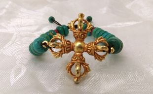 Double Dorje and Turquoise bracelet (Adjustable)