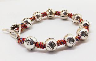 silver beads double dorjee bracelet