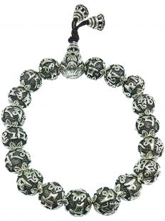 Sterling Silver Six-Character Great Bright Mantra beads hand mala 9mm