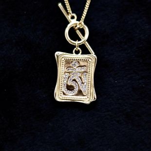 Om Pear Golden Pendant