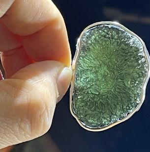 Natural Moldavite Necklace with Sterling Silver Setting (Certificate of Authenticity Included)